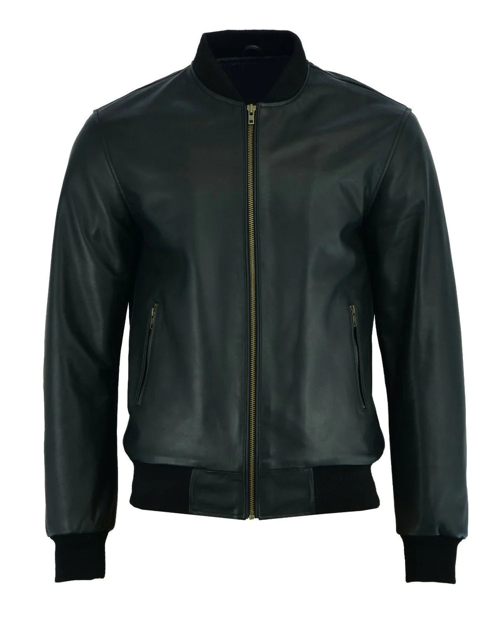 New 70's retro bomber jacket men's black classic soft leather jacket