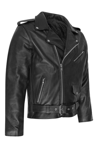 Mens real leather Brando motorbike motorcycle biker jacket all sizes new