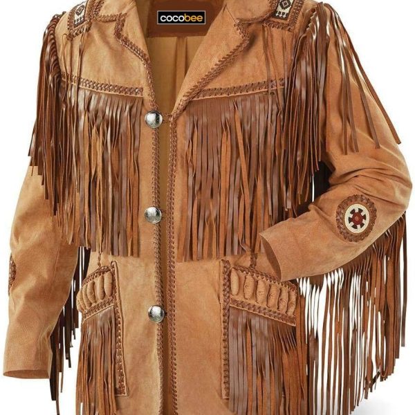Men's Traditional Cowboy Western Leather Jacket Coat
