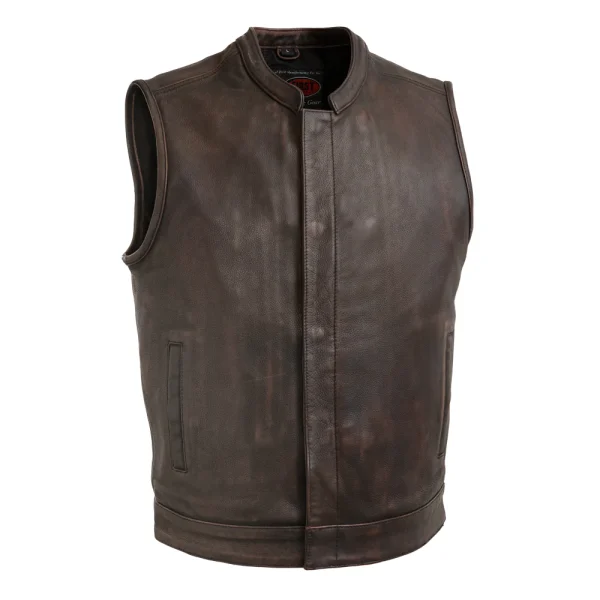 Top Rocker Copper Men's Motorcycle Leather Vest