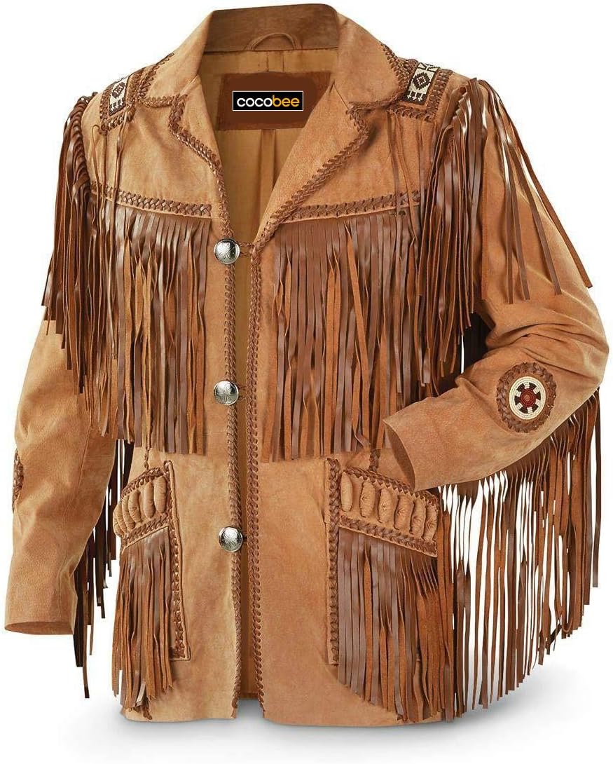 1-10 Men's Traditional Cowboy Western Leather Jacket Coat