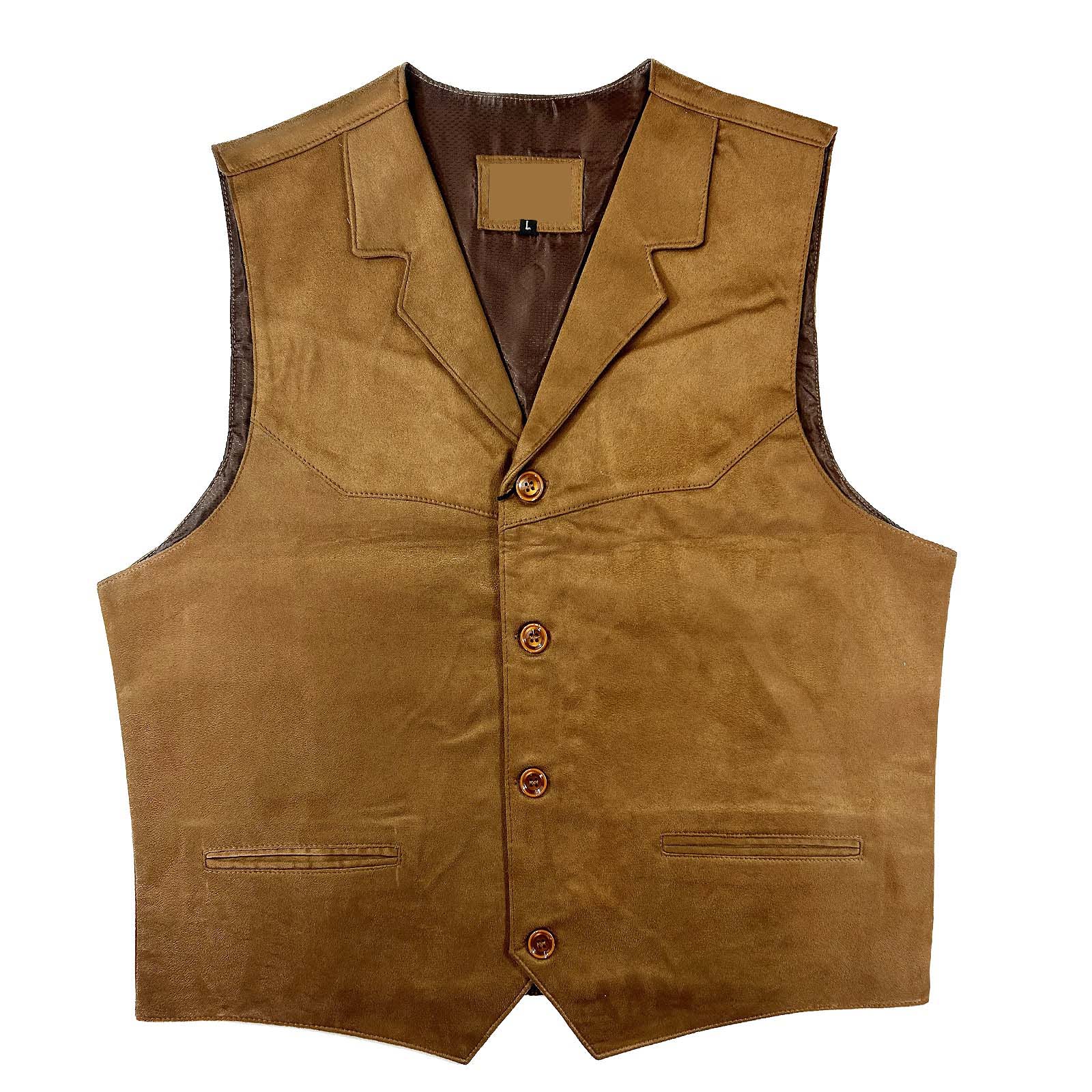 1-13 Men's Tan Suede Cloth Leather Vest