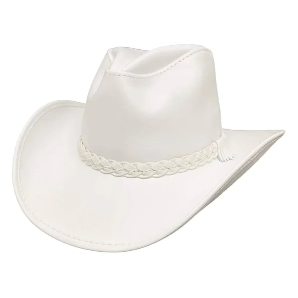 Blizzard Mens White Leather Cowboy Hat